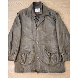 Overland Outfitters Leather Coat Mens 46 Brown Western Bomber Pilot Jacket USA